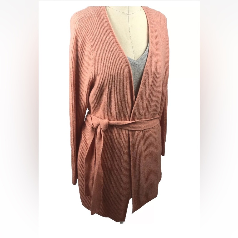 J. Crew Ribbed Belted Cardigan in Dusty Rose